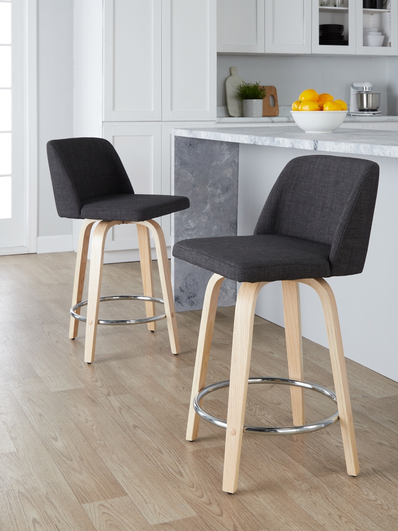 Clyo V Charcoal Swivel Counter Height Stool, Set of 2 - Thumbnail - Image 9