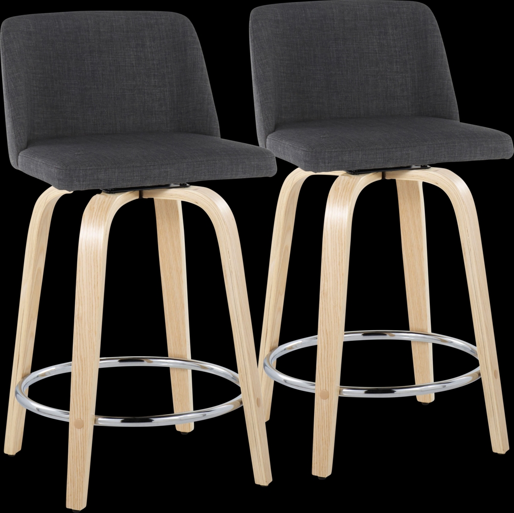 Clyo V Charcoal Swivel Counter Height Stool, Set of 2 - Thumbnail - Image 1