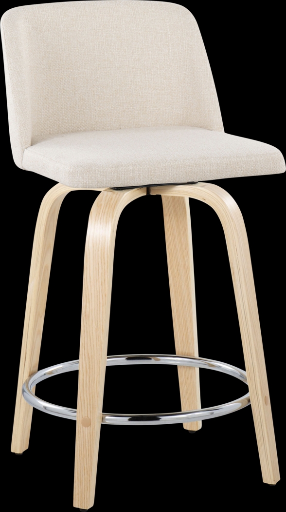 Clyo V Cream Swivel Counter Height Stool, Set of 2 - Thumbnail - Image 3