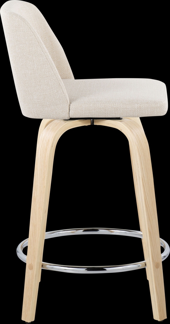 Clyo V Cream Swivel Counter Height Stool, Set of 2 - Thumbnail - Image 4