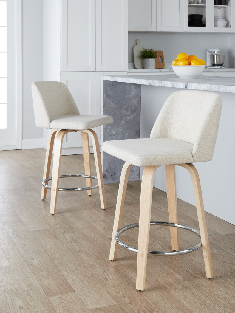 Clyo V Cream Swivel Counter Height Stool, Set of 2 - Thumbnail - Image 9