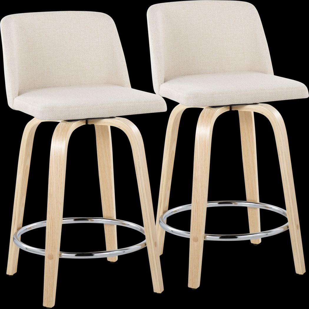 Clyo V Cream Swivel Counter Height Stool, Set of 2 - Thumbnail - Image 1