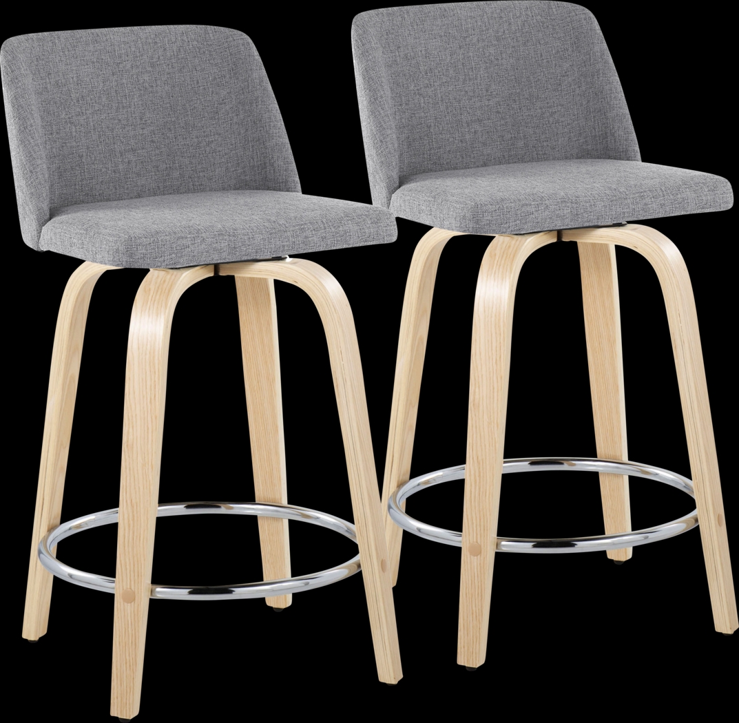 Clyo V Light Gray Swivel Counter Height Stool, Set of 2 - Thumbnail - Image 1