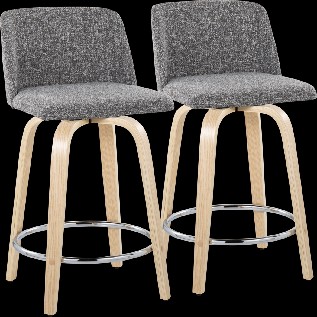 Clyo V Gray Swivel Counter Height Stool, Set of 2 - Thumbnail - Image 1