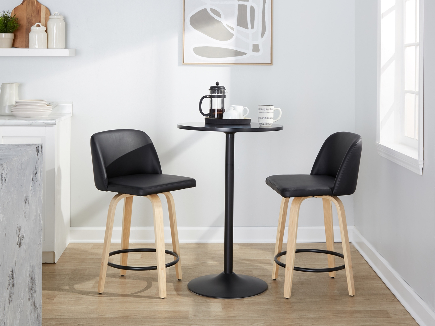 Clyo VI Black Swivel Counter Height Stool, Set of 2 - Thumbnail - Image 2
