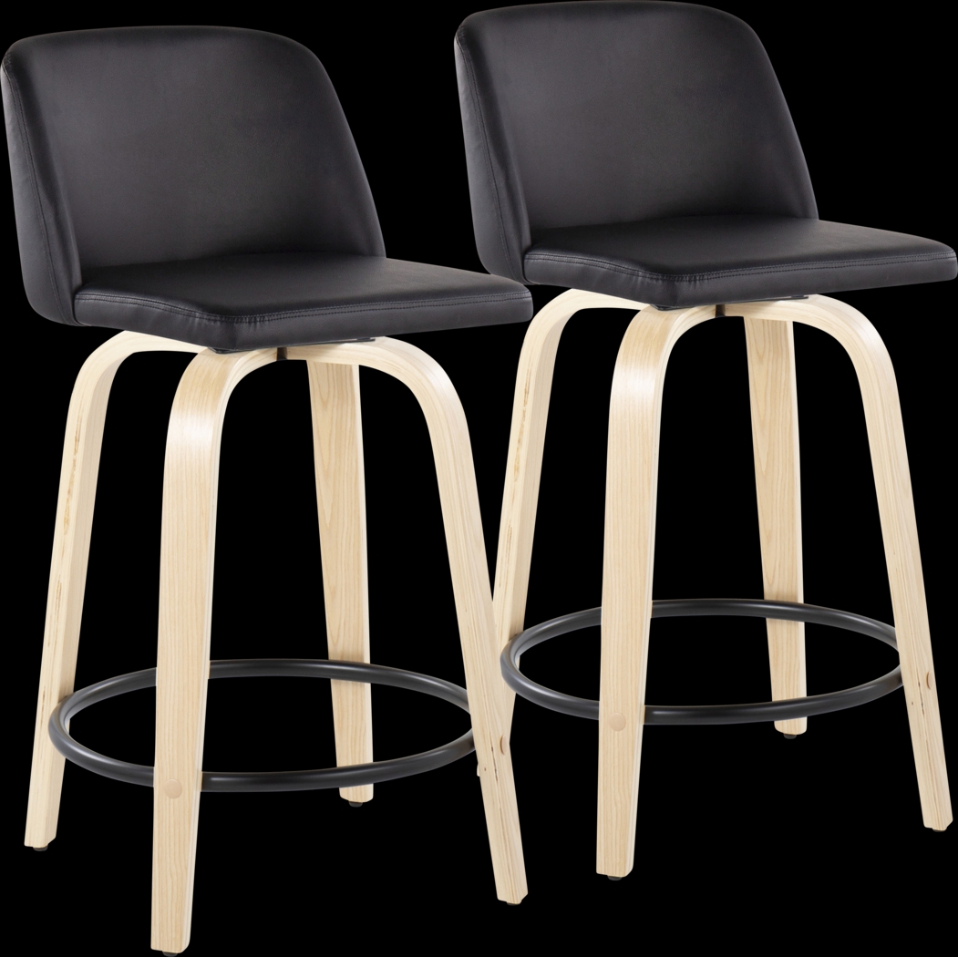 Clyo VI Black Swivel Counter Height Stool, Set of 2 - Thumbnail - Image 1