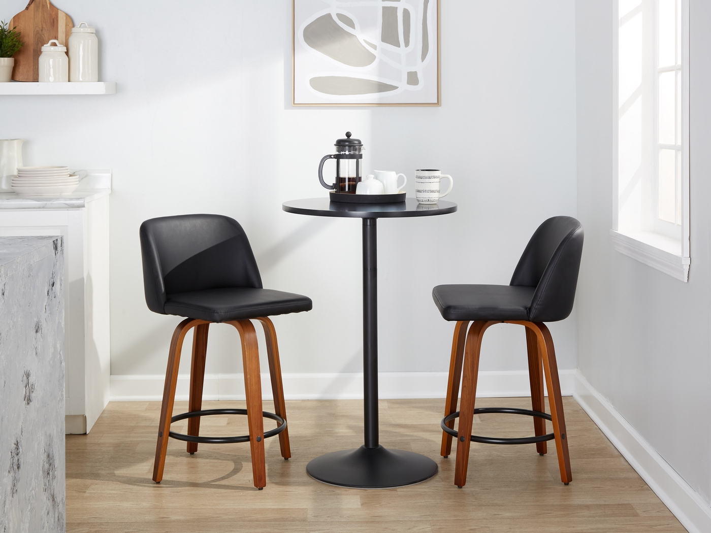 Clyo VII Black Swivel Counter Height Stool, Set of 2 - Thumbnail - Image 2