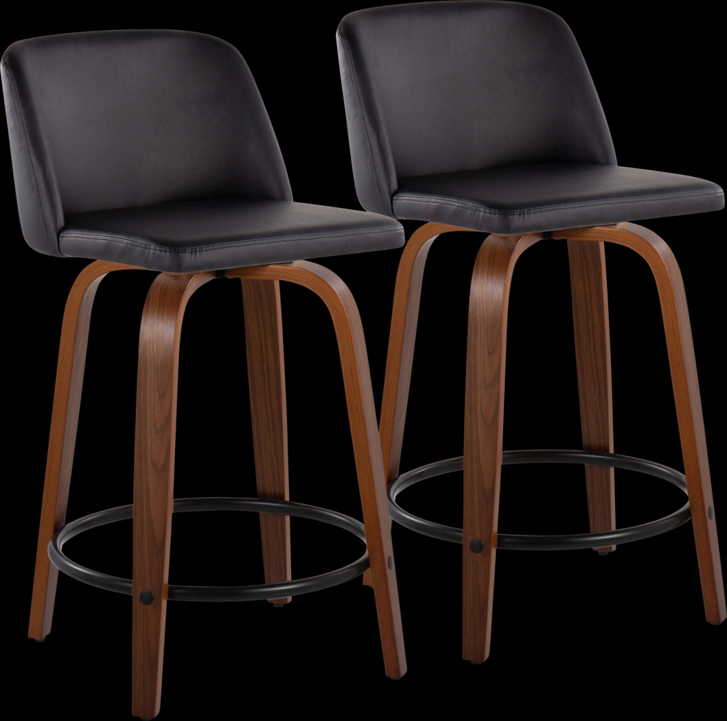 Clyo VII Black Swivel Counter Height Stool, Set of 2 - Thumbnail - Image 1