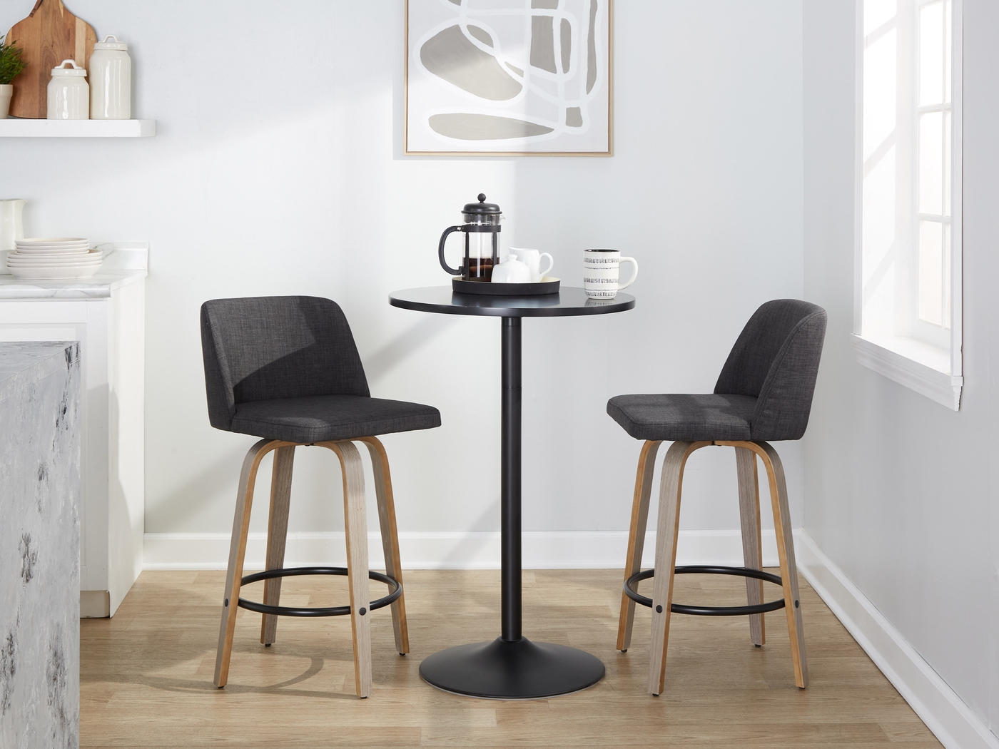 Clyo VIII Black Swivel Counter Height Stool, Set of 2 - Thumbnail - Image 2