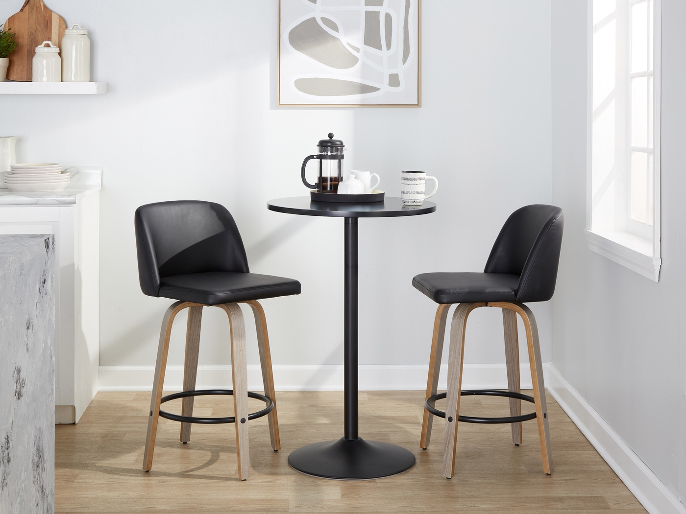 Clyo X Black Swivel Counter Height Stool, Set of 2 - Thumbnail - Image 2