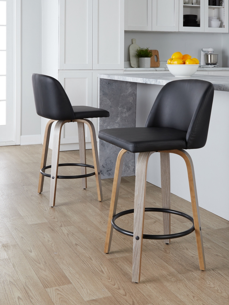Clyo X Black Swivel Counter Height Stool, Set of 2 - Thumbnail - Image 9