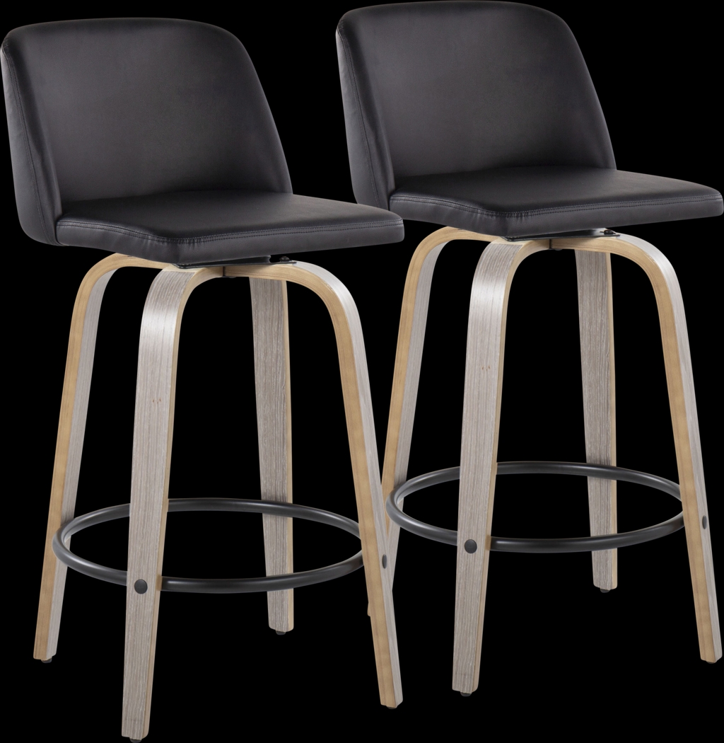 Clyo X Black Swivel Counter Height Stool, Set of 2 - Thumbnail - Image 1