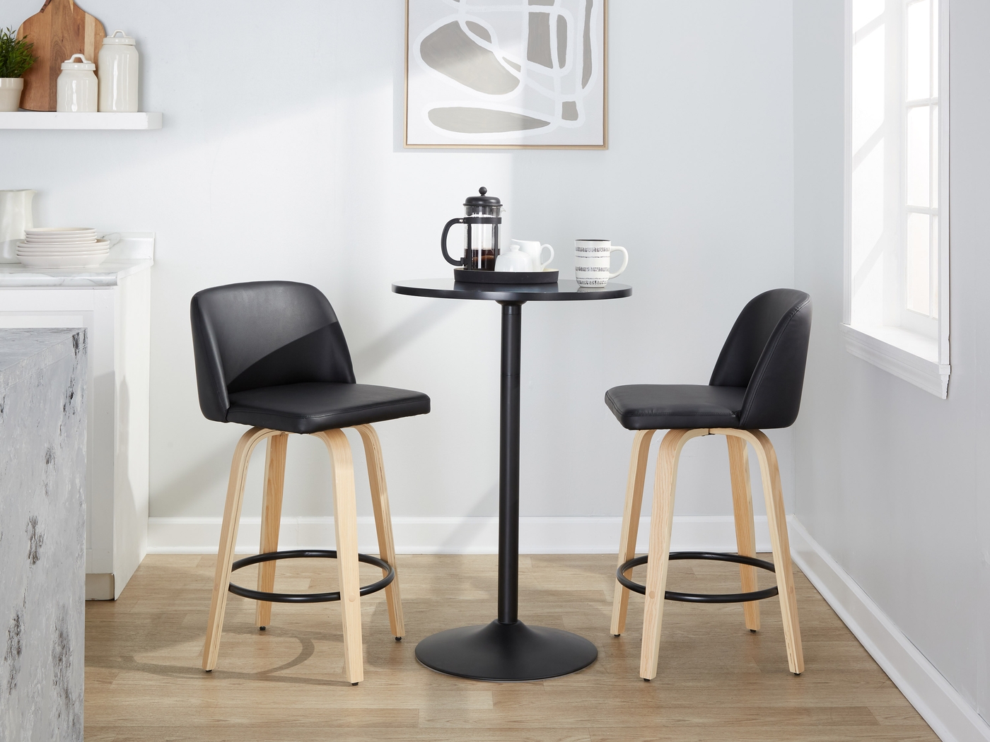 Clyo XI Black Swivel Counter Height Stool, Set of 2 - Thumbnail - Image 2