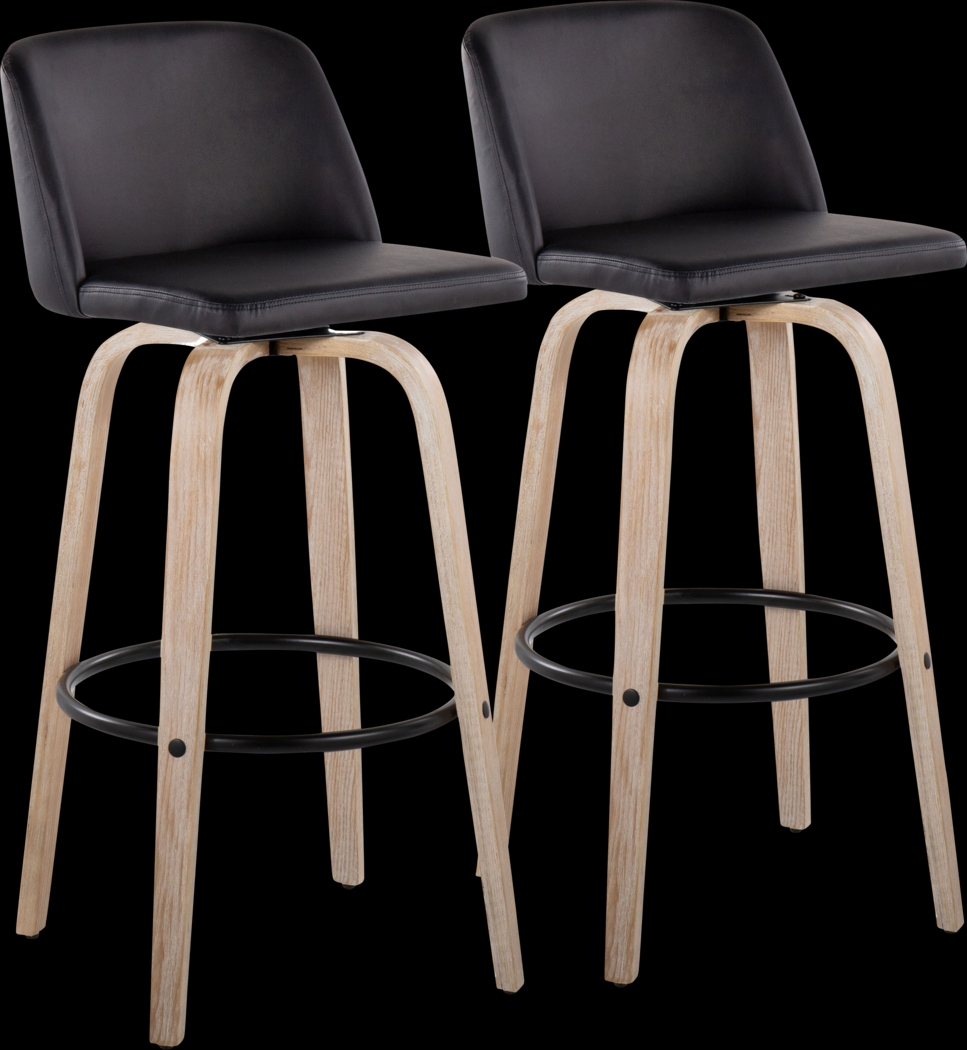 Clyo XII Black Swivel Barstool, Set of 2 - Thumbnail - Image 1