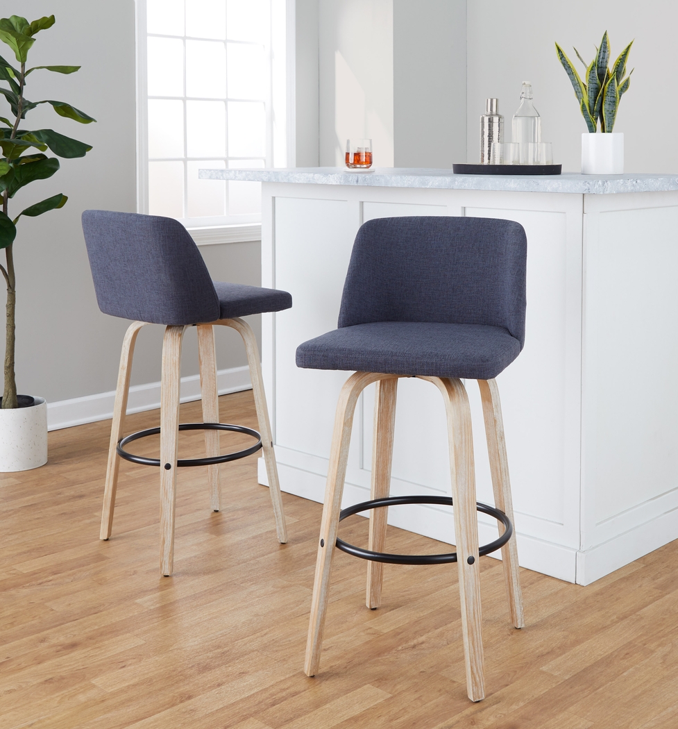 Clyo XII Blue Swivel Barstool, Set of 2 - Thumbnail - Image 9