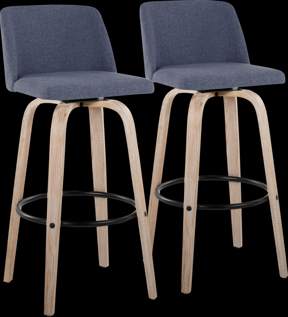 Clyo XII Blue Swivel Barstool, Set of 2 - Thumbnail - Image 1