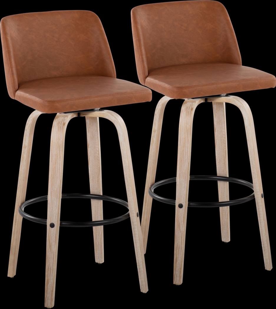 Clyo XII Camel Swivel Barstool, Set of 2 - Thumbnail - Image 1