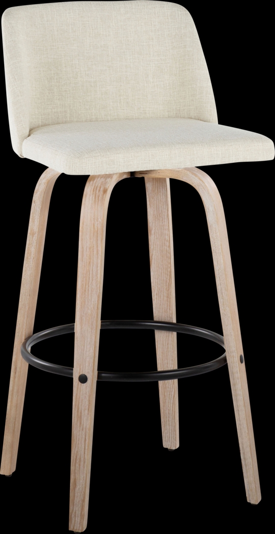Clyo XII Cream Swivel Barstool, Set of 2 - Thumbnail - Image 3