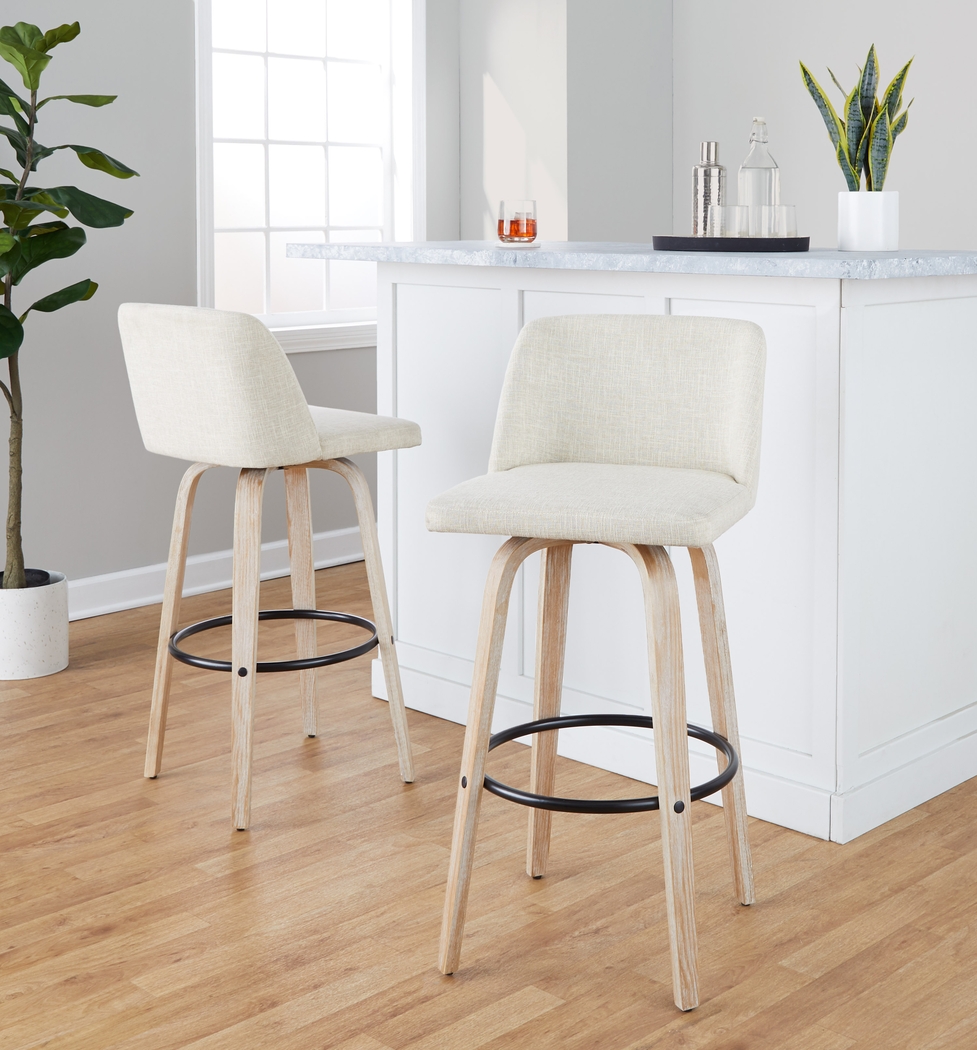 Clyo XII Cream Swivel Barstool, Set of 2 - Thumbnail - Image 9