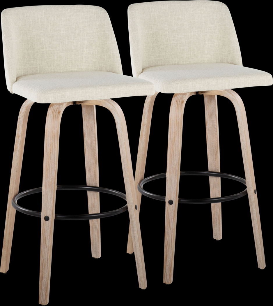 Clyo XII Cream Swivel Barstool, Set of 2 - Thumbnail - Image 1