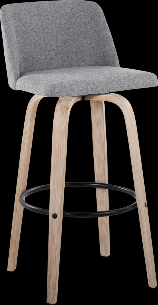 Clyo XII Gray Swivel Barstool, Set of 2 - Thumbnail - Image 3