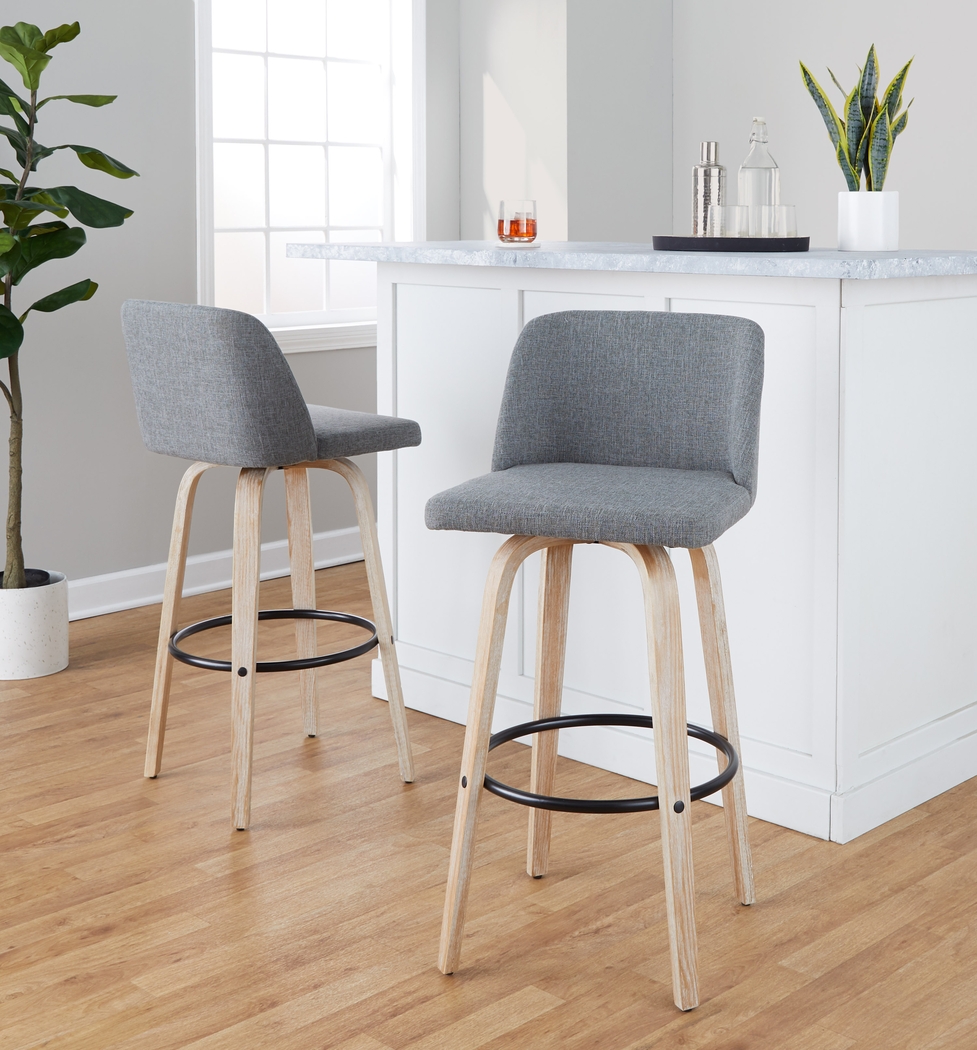 Clyo XII Gray Swivel Barstool, Set of 2 - Thumbnail - Image 9