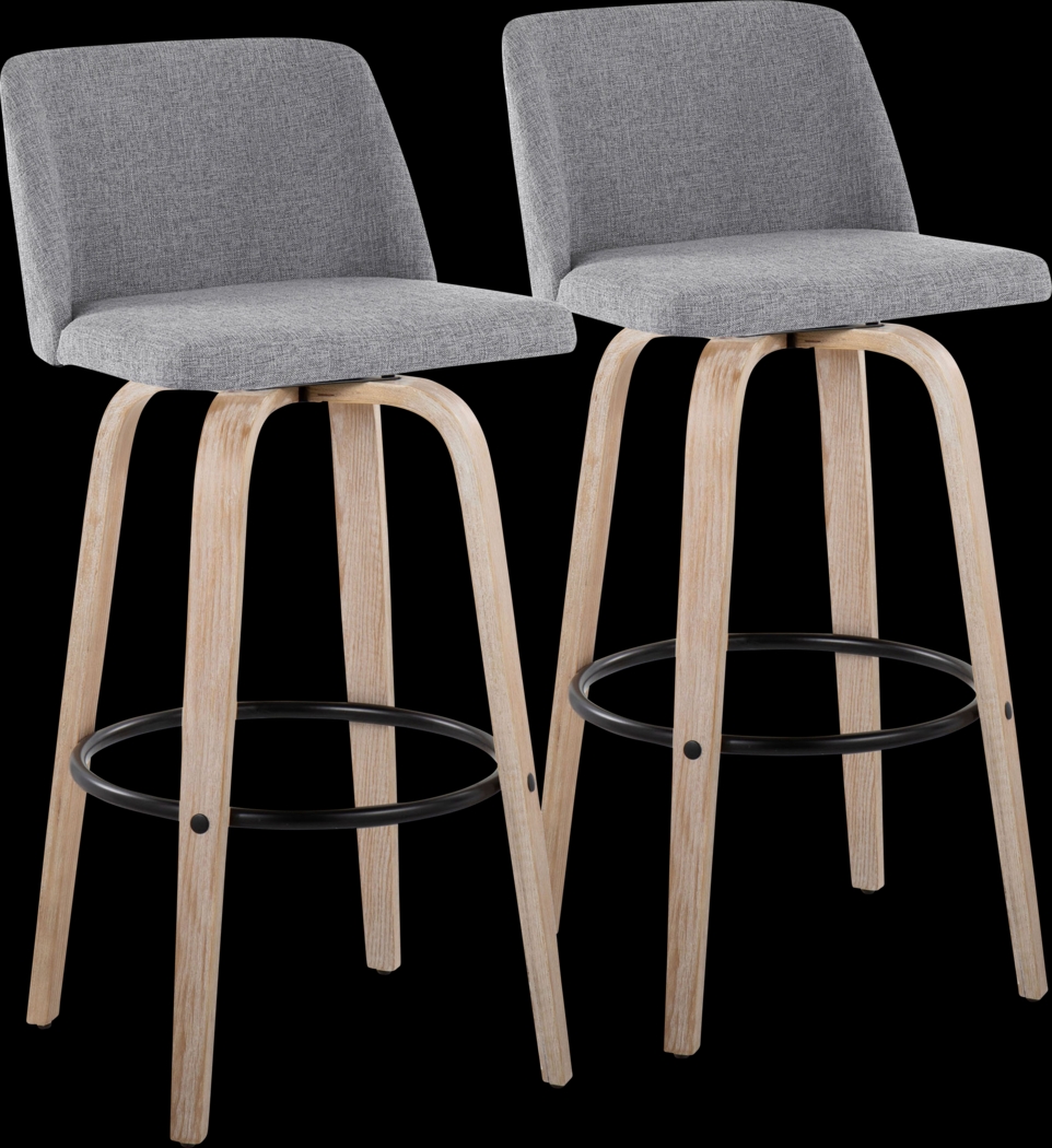 Clyo XII Gray Swivel Barstool, Set of 2 - Thumbnail - Image 1