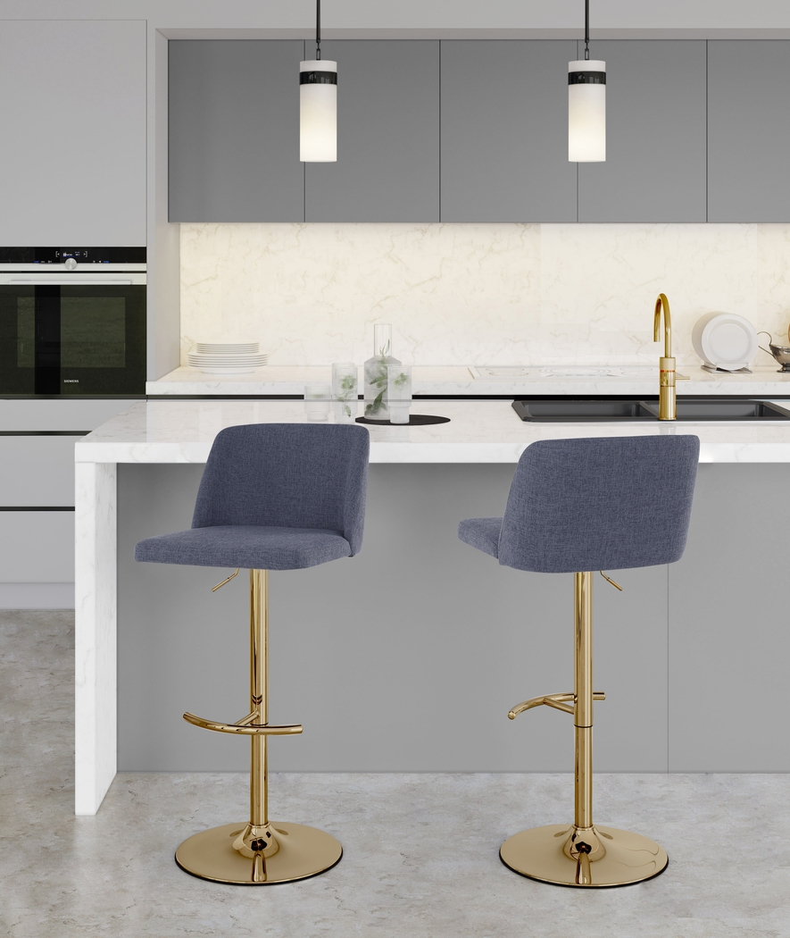 Clyo XIII Blue Adjustable Barstool, Set of 2 - Thumbnail - Image 2