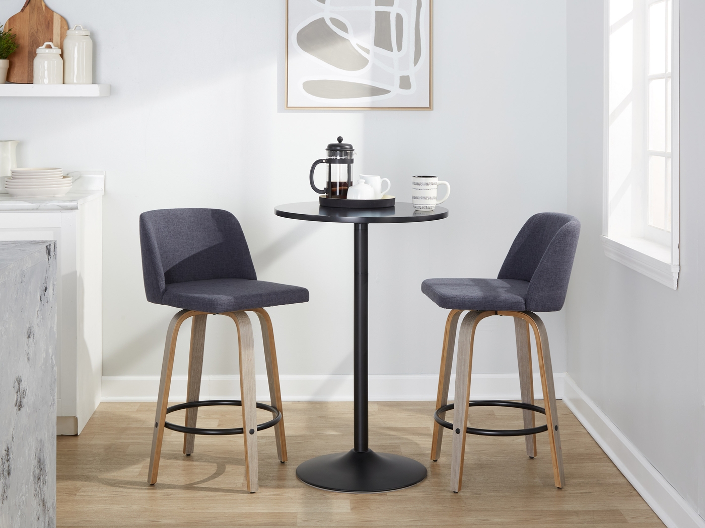 Clyo XIII Blue Swivel Counter Height Stool, Set of 2 - Thumbnail - Image 2