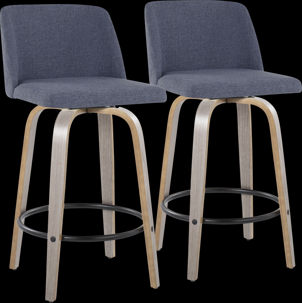 Clyo XIII Blue Swivel Counter Height Stool, Set of 2 - Thumbnail - Image 1