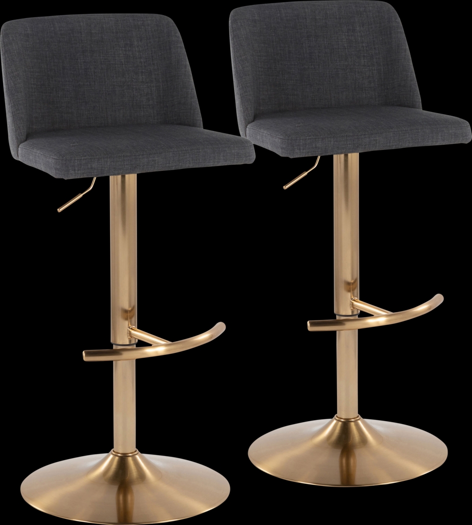 Clyo XIII Charcoal Adjustable Barstool, Set of 2 - Thumbnail - Image 1