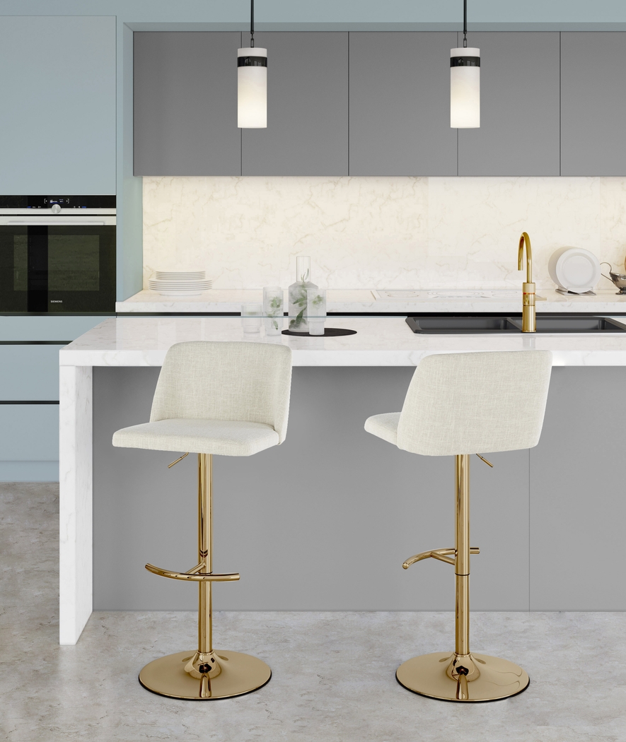 Clyo XIII Cream Adjustable Barstool, Set of 2 - Thumbnail - Image 2