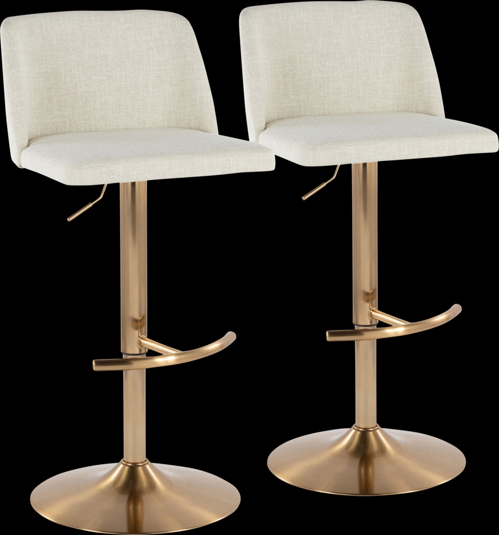 Clyo XIII Cream Adjustable Barstool, Set of 2 - Thumbnail - Image 1