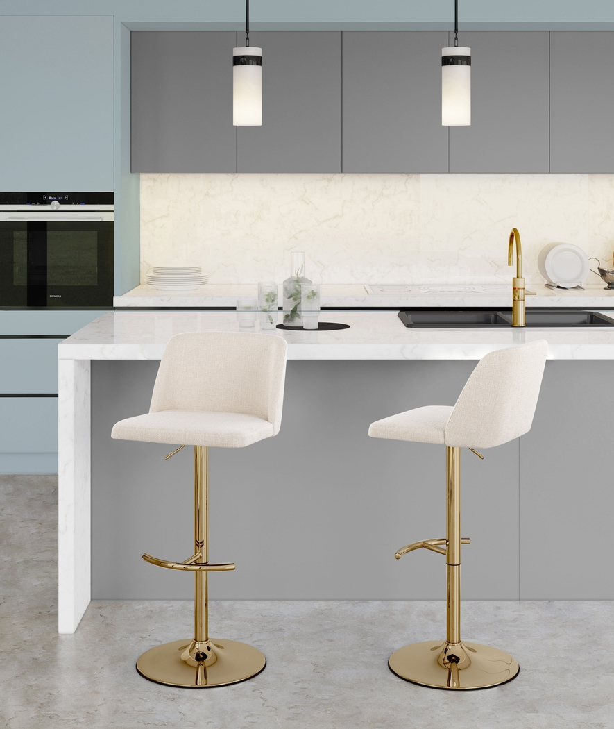 Clyo XIV Cream Adjustable Barstool, Set of 2 - Thumbnail - Image 2