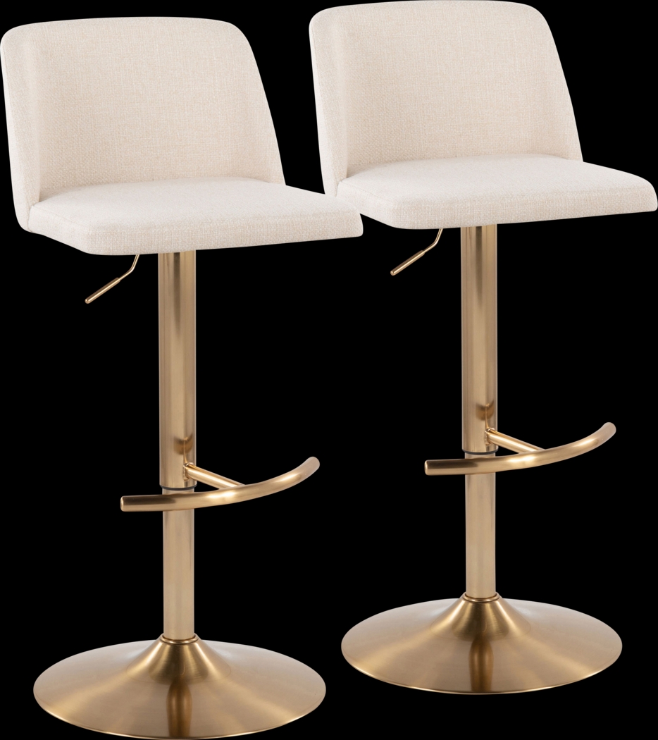 Clyo XIV Cream Adjustable Barstool, Set of 2 - Thumbnail - Image 1