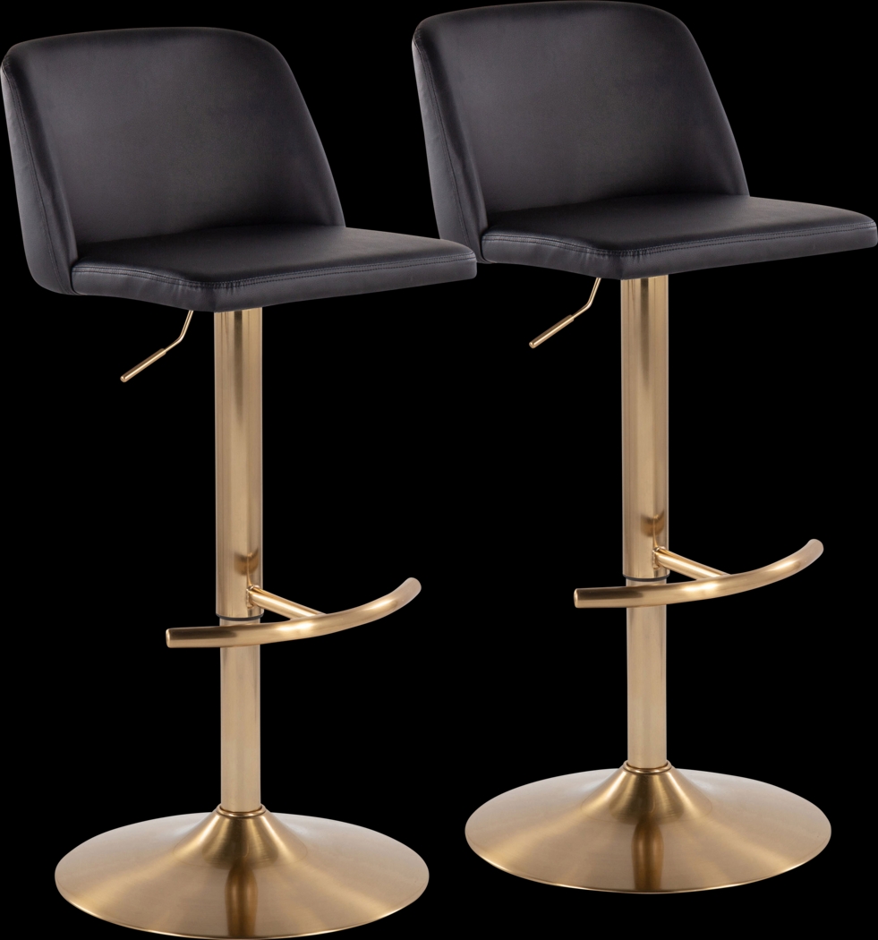 Clyo XV Black Adjustable Barstool, Set of 2 - Thumbnail - Image 1