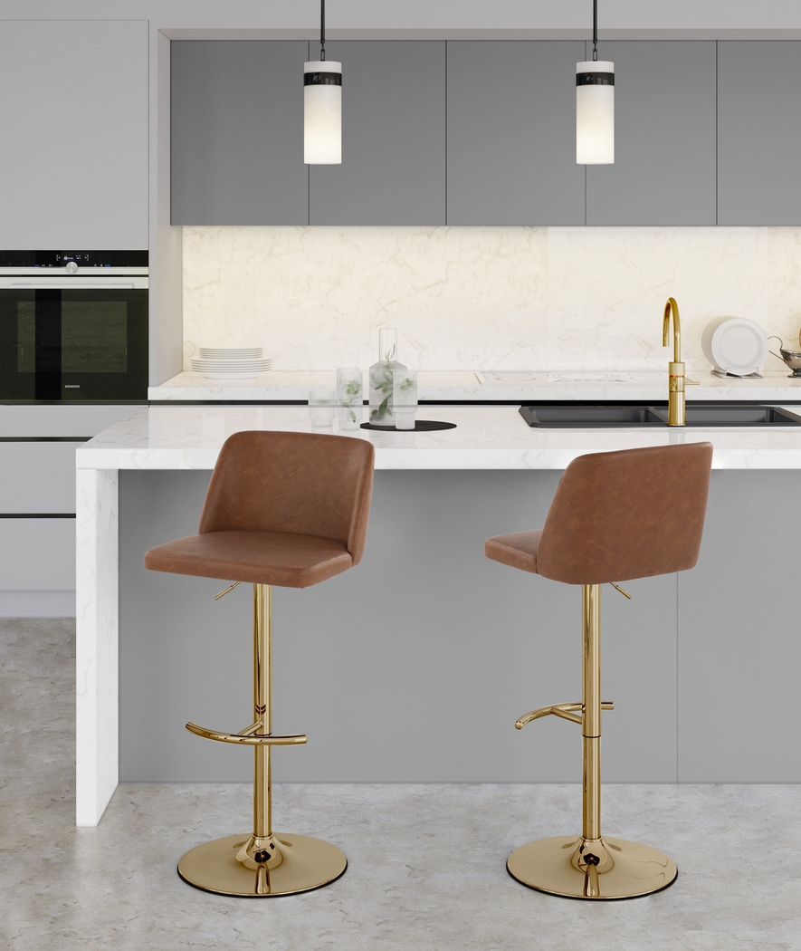 Clyo XV Camel Adjustable Barstool, Set of 2 - Thumbnail - Image 2