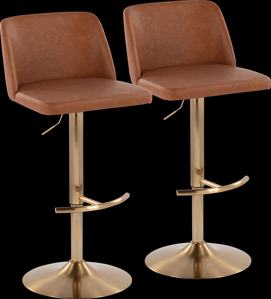 Clyo XV Camel Adjustable Barstool, Set of 2 - Thumbnail - Image 1