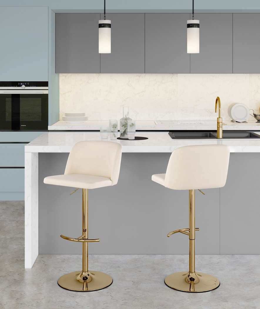 Clyo XV Cream Adjustable Barstool, Set of 2 - Thumbnail - Image 2