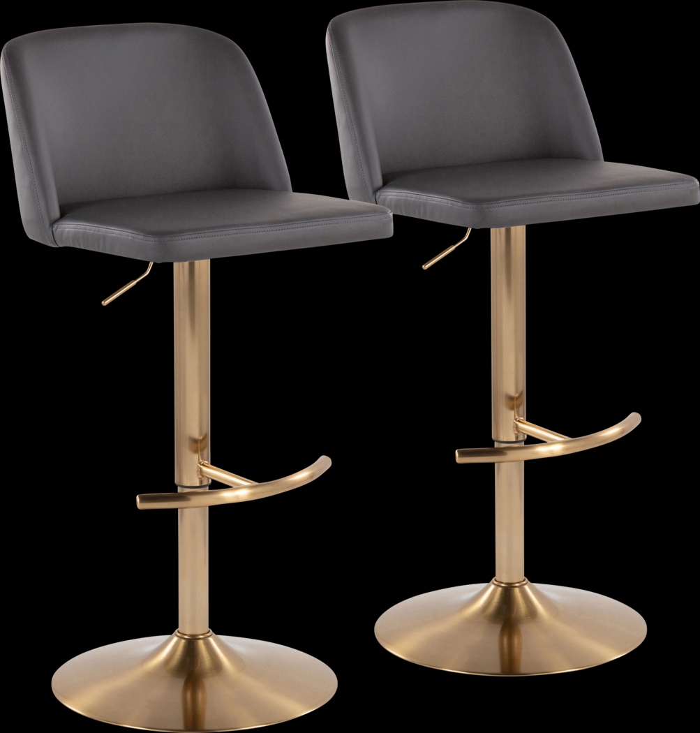 Clyo XV Gray Adjustable Barstool, Set of 2 - Thumbnail - Image 1