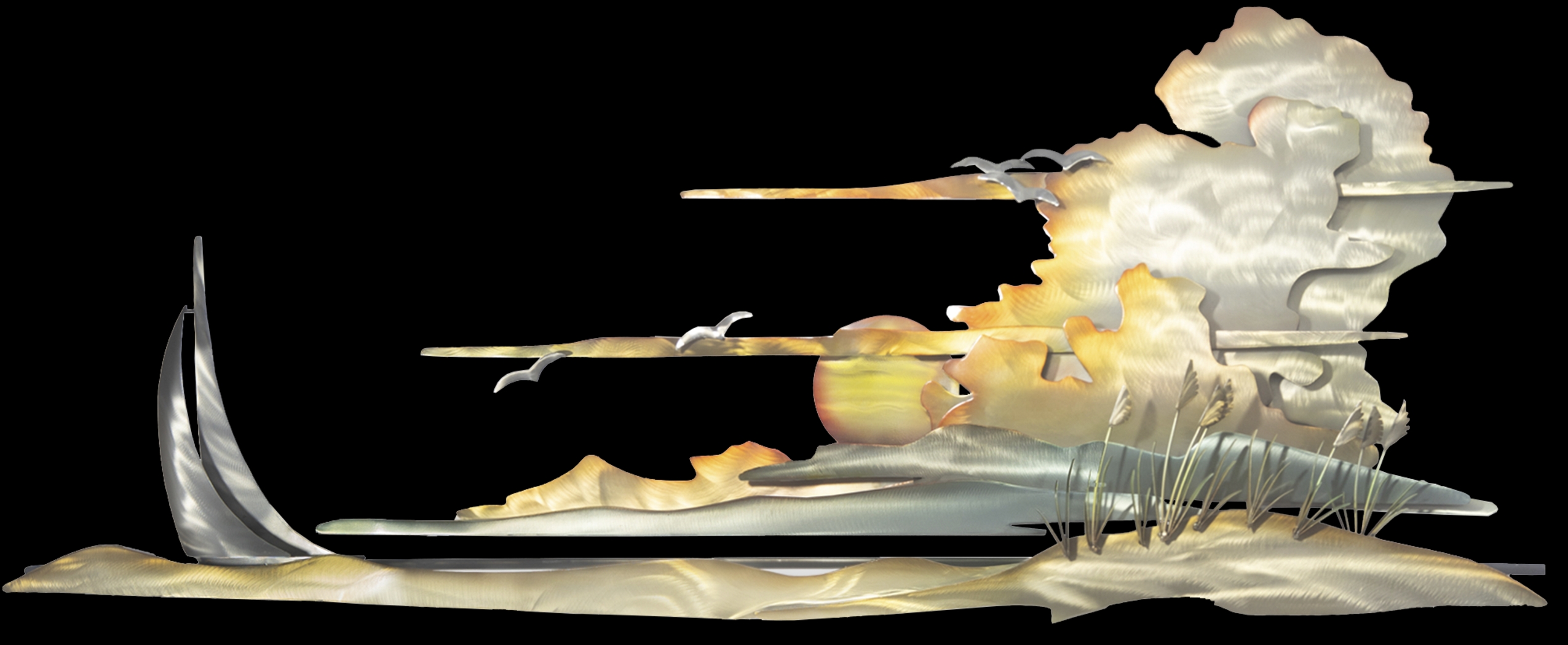 Coastal Bliss Gold Indoor/Outdoor Wall Art - Thumbnail - Image 1