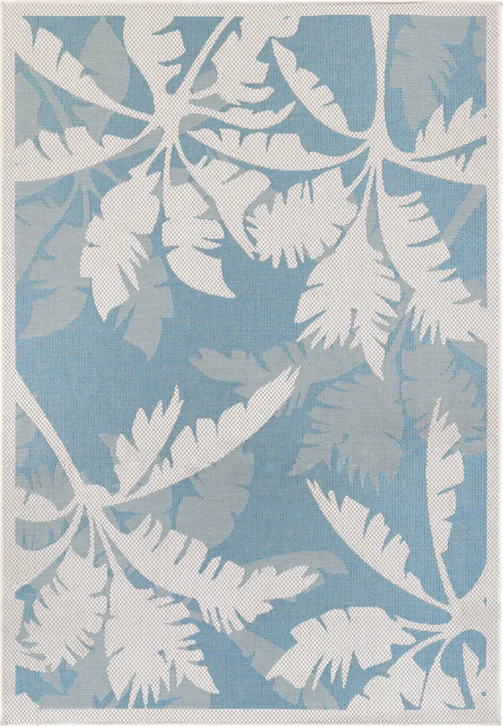 Coastal Flora Blue 5'3 x 7'6 Indoor/Outdoor Rug - Thumbnail - Image 1