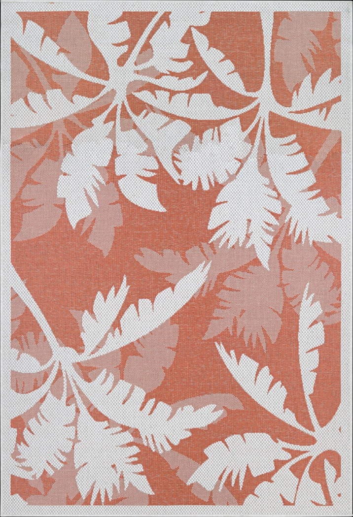 Coastal Flora Orange 7'6 x 10'9 Indoor/Outdoor Rug - Thumbnail - Image 1