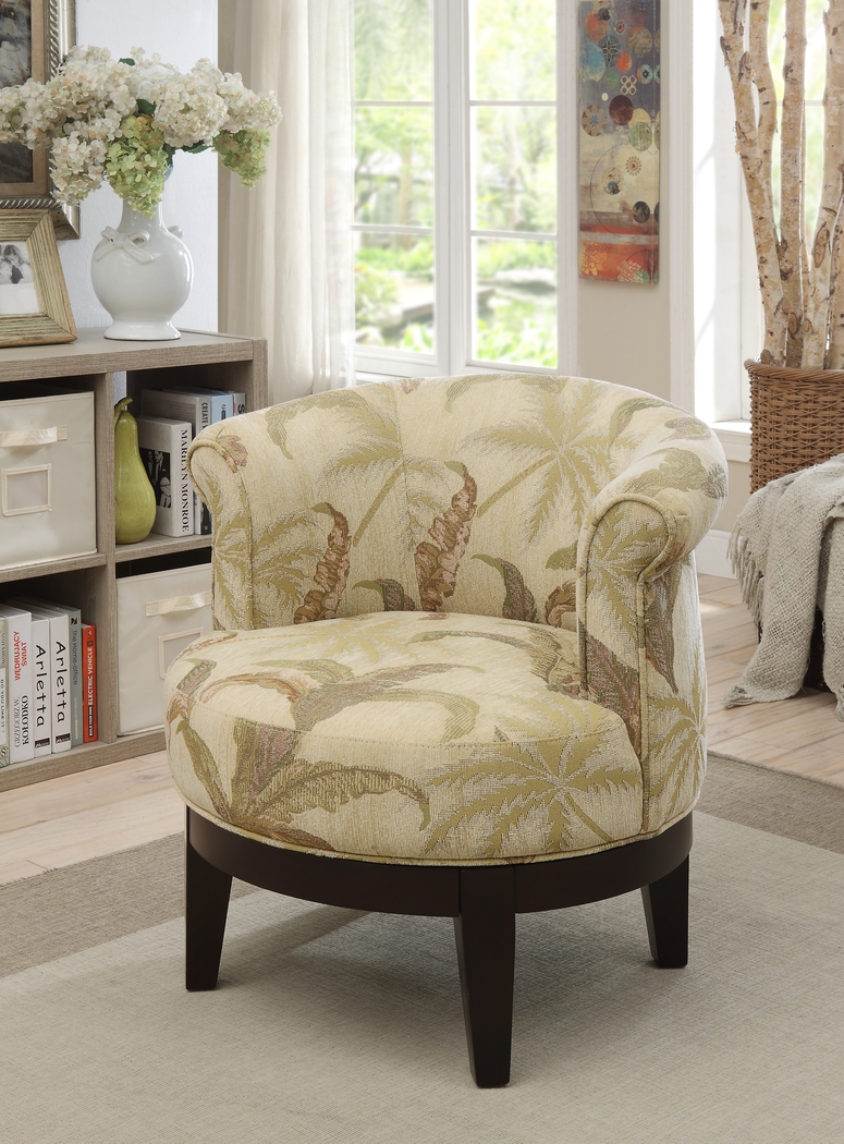 Coastal Palm Brown Accent Swivel Chair - Thumbnail - Image 4