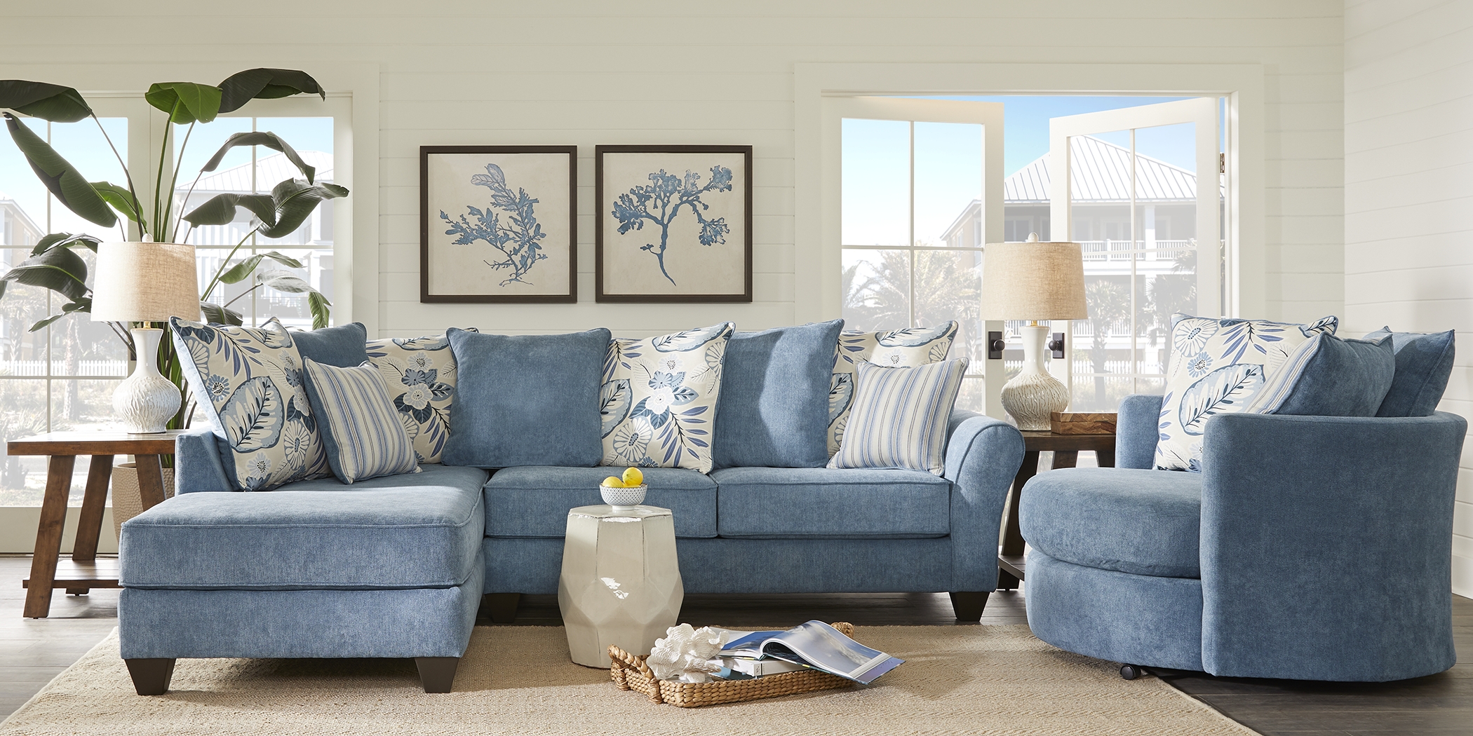 Coastside Chambray 3 Pc Sectional Living Room - Thumbnail - Image 1