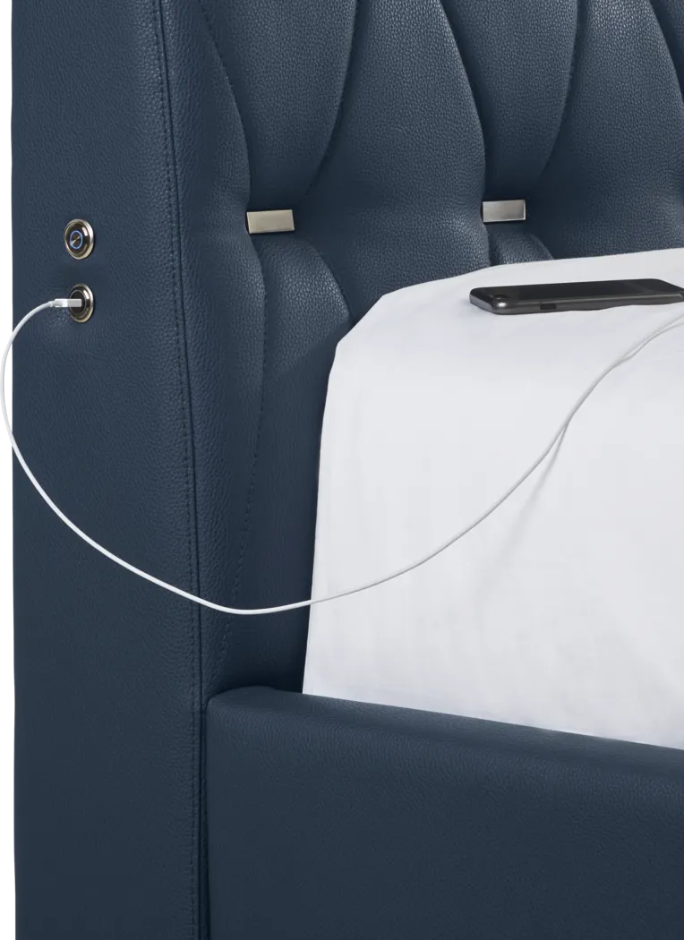 Coeval Court Blue 3 Pc King Upholstered Bed - Thumbnail - Image 2