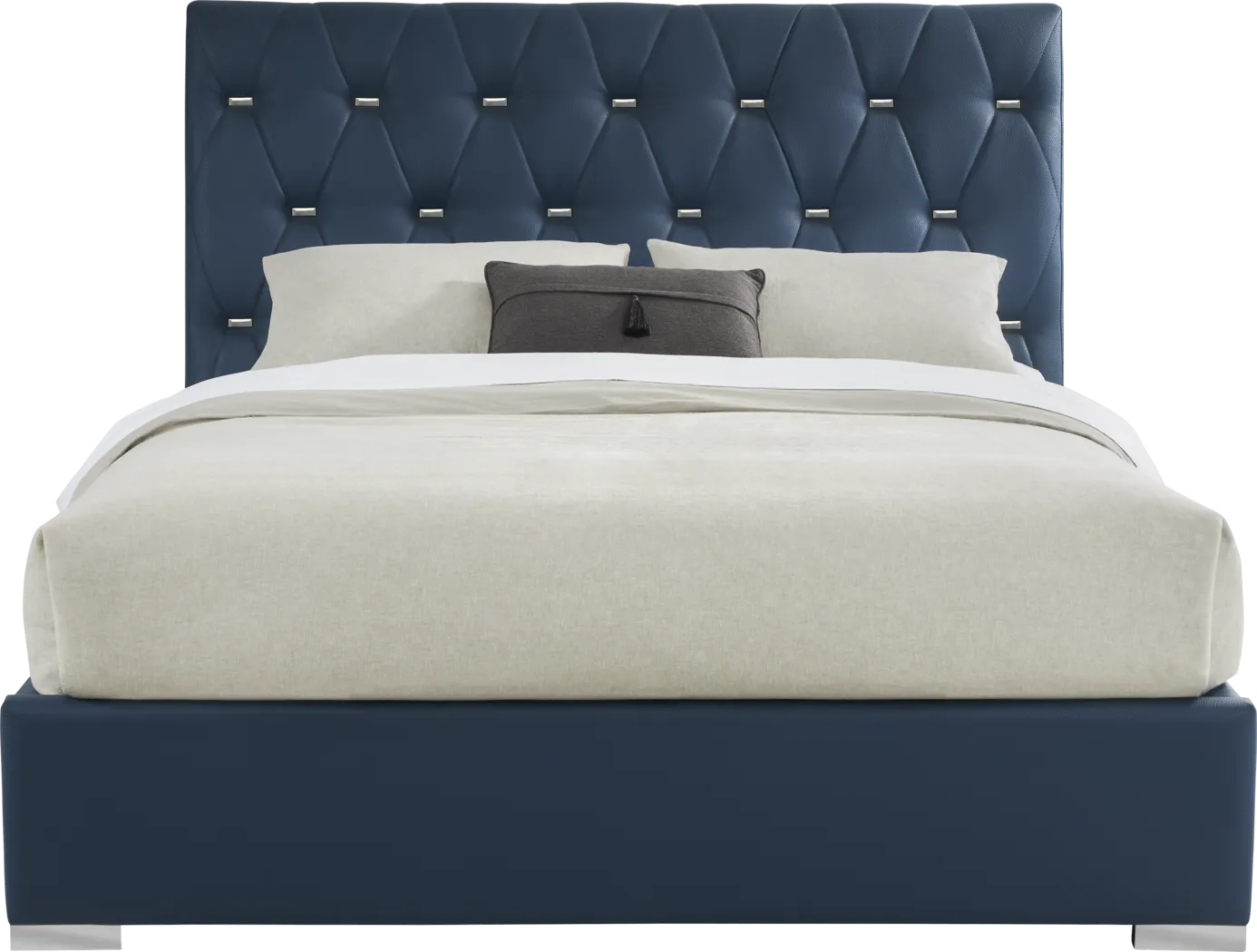 Coeval Court Blue 3 Pc King Upholstered Bed - Thumbnail - Image 1