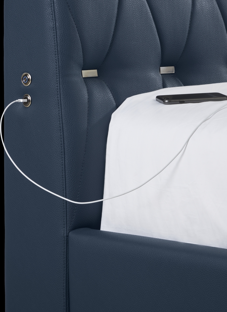 Coeval Court Blue 3 Pc Queen Upholstered Bed - Thumbnail - Image 2