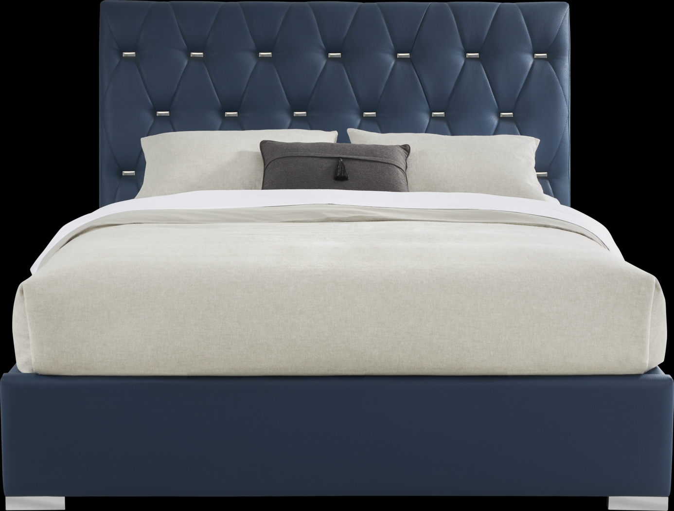 Coeval Court Blue 3 Pc Queen Upholstered Bed - Thumbnail - Image 1