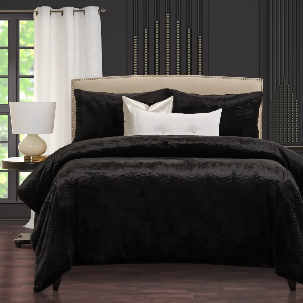 Colaparchee Black 6pc Queen Duvet Cover Set - Thumbnail - Image 2